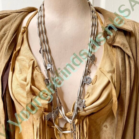 Sterling Silver Beaded Charm Necklace Southwestern - Picture 5 of 6